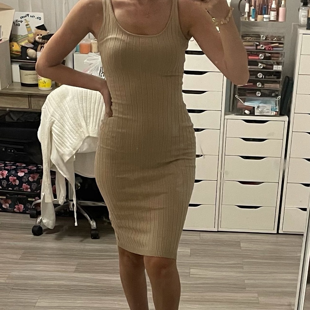 Tan midi dress